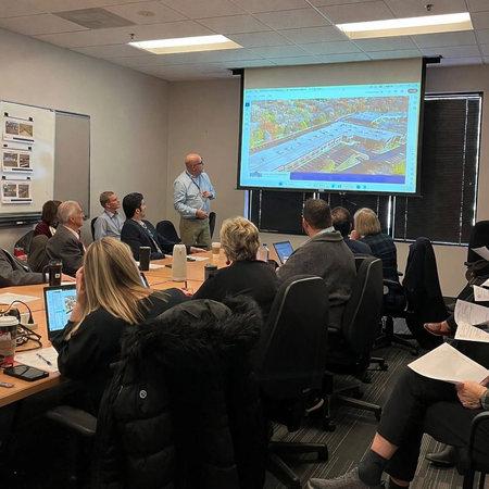 Kane County Board Public Health Committee members during meeting at new satellite building in Elgin 