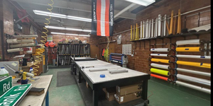 Sign making shop at the Kane County Division of Transportation