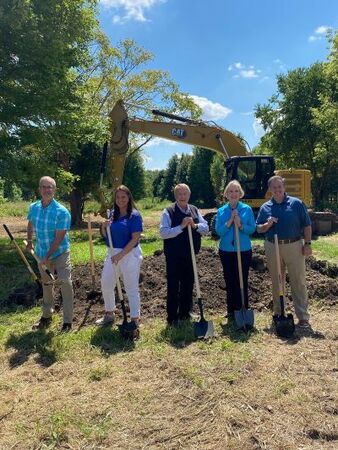 Officials from Kane County, the City of Batavia and the Batavia Park District celebrate a major realigment project at its groundbreaking this week. 