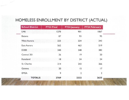 Graphic of children declared homeless by district 