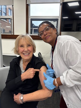 Kane County Board Chair Corinne Pierog receives annual flu shot during County Flu Clinic