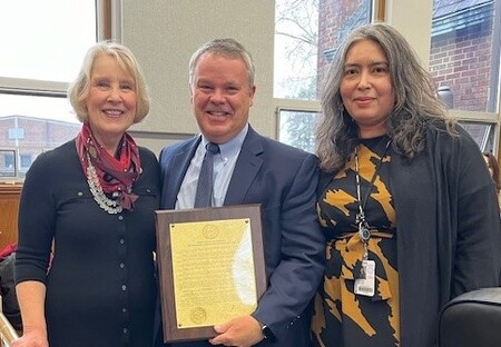 Kane County Board Chairman Corinne Pierog, Chief Judge Clint Hull and Judicial/Public Safety Committee Chair Myrna Molina