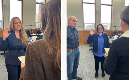 Swearing in ceremony Tuesday Feb. 10 2026 for two newly appointment Kane County board representatives 