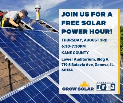 Kane County is hosting a 'Solar Power Hour' event August 3 at 6:30 p.m. 