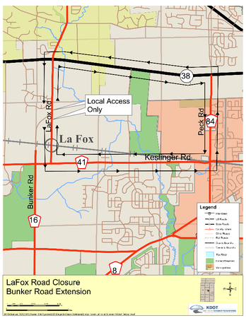 Local access will be maintained for homes located adjacent to LaFox Road.