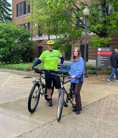 Kane County employees celebrate National Bike to Work Day on May 19. 