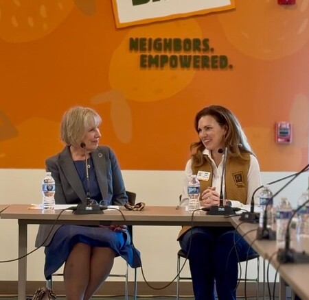 Kane County Board Chairman Corinne Pierog and Julie Yurko, President and CEO of the Northern Illinois Food Bank