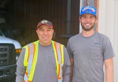 City of Aurora Water & Sewer Division employees Daniel Chavez, left, and Josh Elrod saved a 1-year-old baby's life last week while out in the field performing routine duties.  Their split-second decisions made the difference between life and death.  