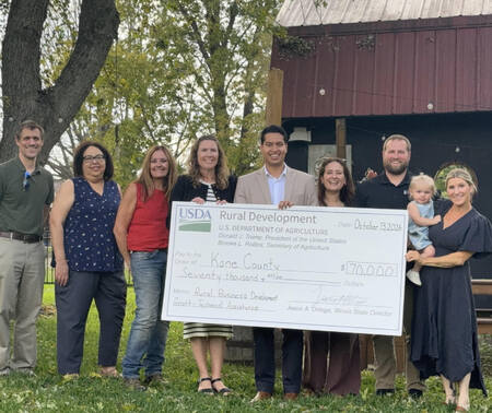 Kane County personnel and farmers accept $70,000 check from USDA Illinois Rural Development 