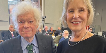 Ken Shepro standing with Kane County Board Chairman Corinne Pierog