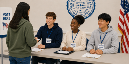 High schoolers are invited to take part in a countywide competition to help recruit student election judges (Digitally generated picture)