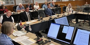 Representatives from transit agencies meet with the Kane County Board