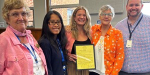 Board Member Cherryl Strathman, Dianna Strong, Kane Co. Health Dept., Christine Birns with the U of I Extension, Board Member Anita Lewis and Michael Isaacson, Exec Director Kane Co Health Dept. 